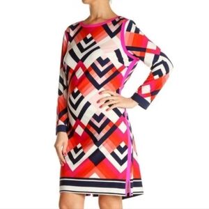 EUC Eliza J Size 0P Colorful Geometric Print Shift Dress!!